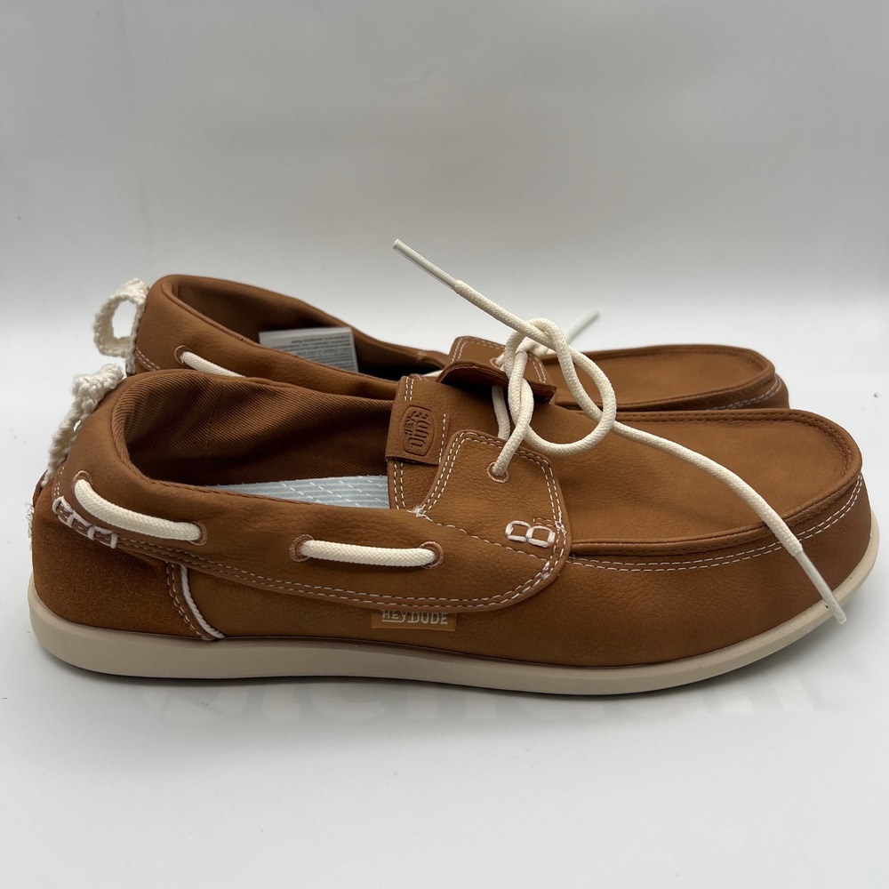 Hey Dude Harbor Breeze Lo Classic Shoes Womens 10 Bone Brown Boat Loafers